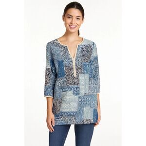 J MCLAUGHLIN Top Womens S Pullover Paisley Tunic Casual Longline Patchwork boho